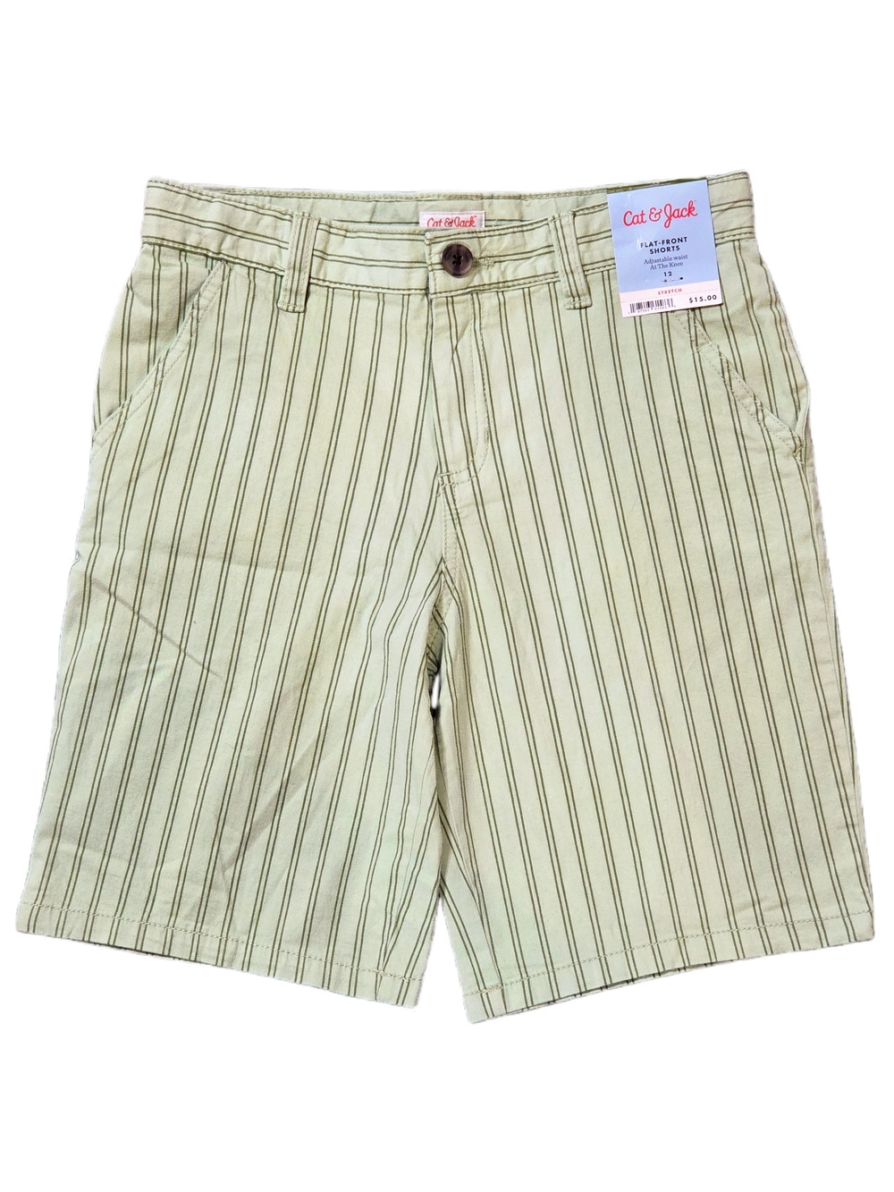 Cat & Jack - Light Green Pinstripe Flat-Front Shorts